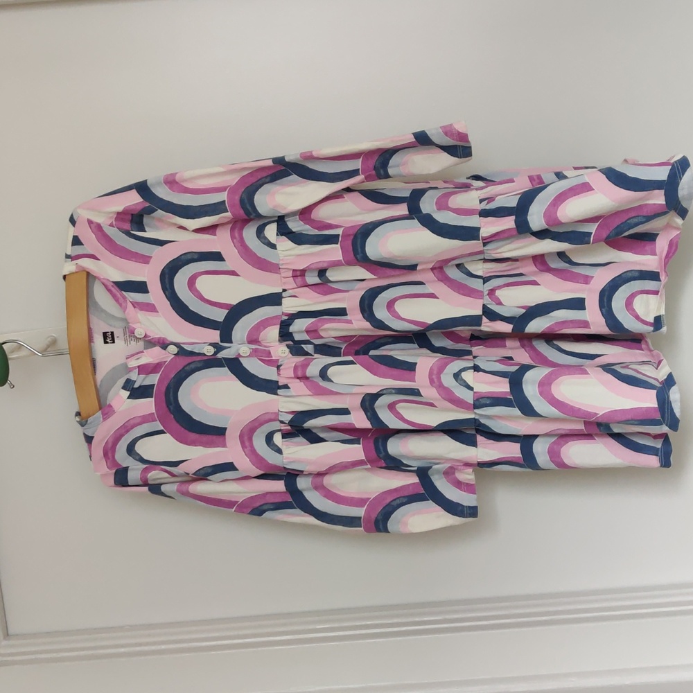 Tea Collection Size 7 Girls Dress and Leggings, purple and blue rainbow